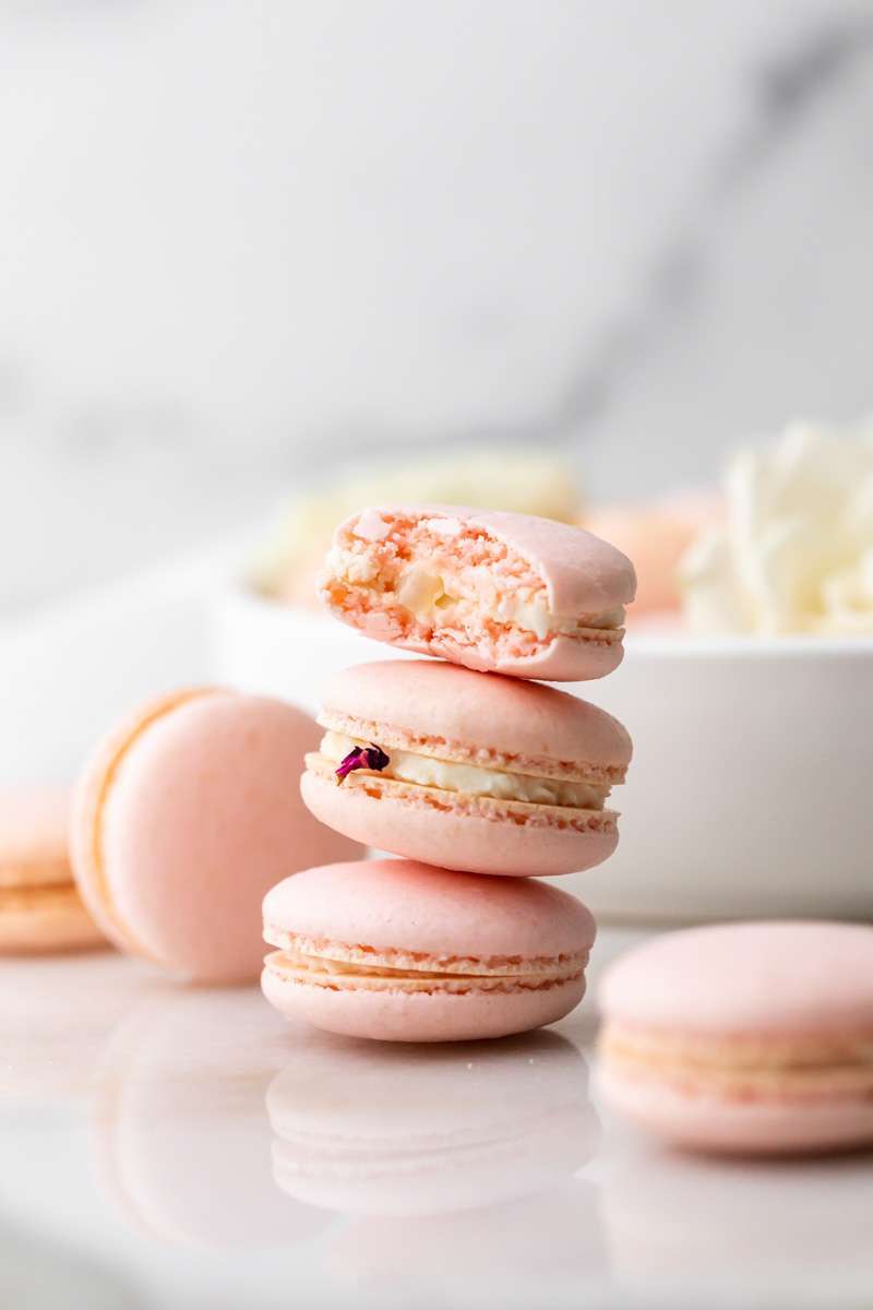 delicious, fruity and floral lychee and rose French macarons for the end of summer. Fun recipe and instructions included. Also dairy and gluten free!