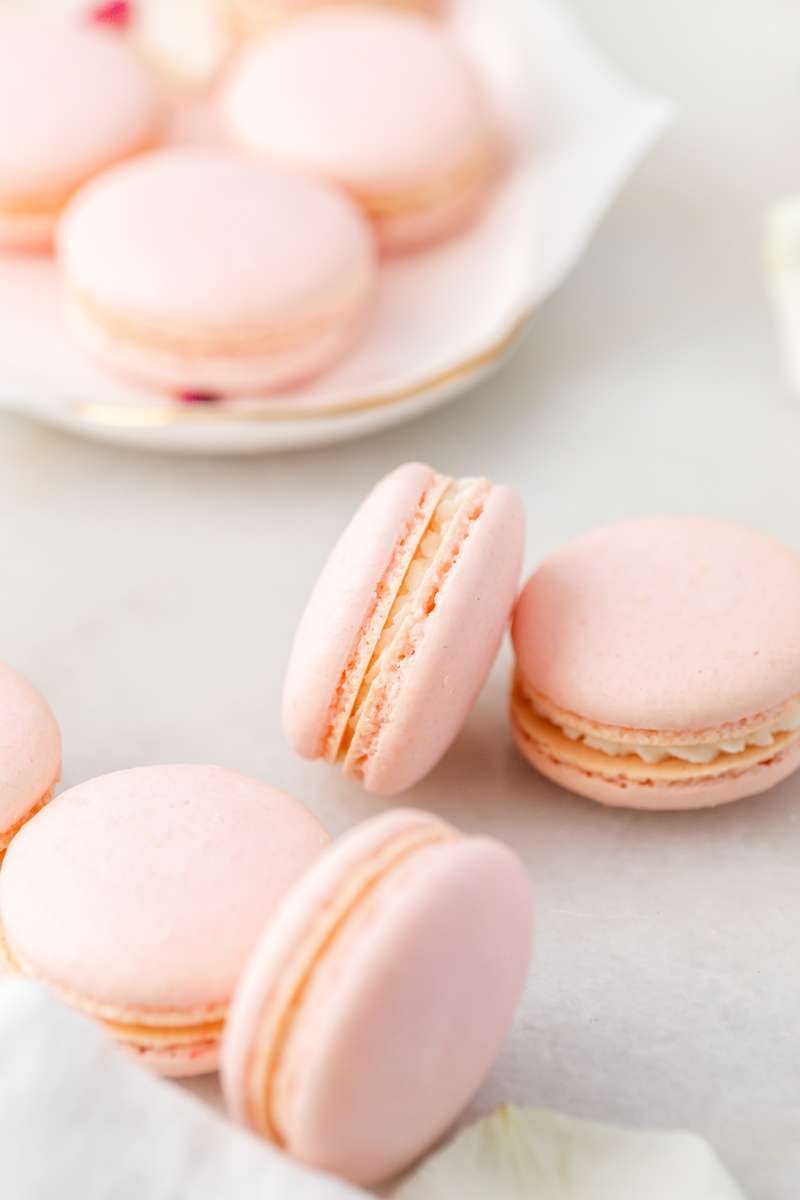 delicious, fruity and floral lychee and rose French macarons for the end of summer. Fun recipe and instructions included. Also dairy and gluten free!