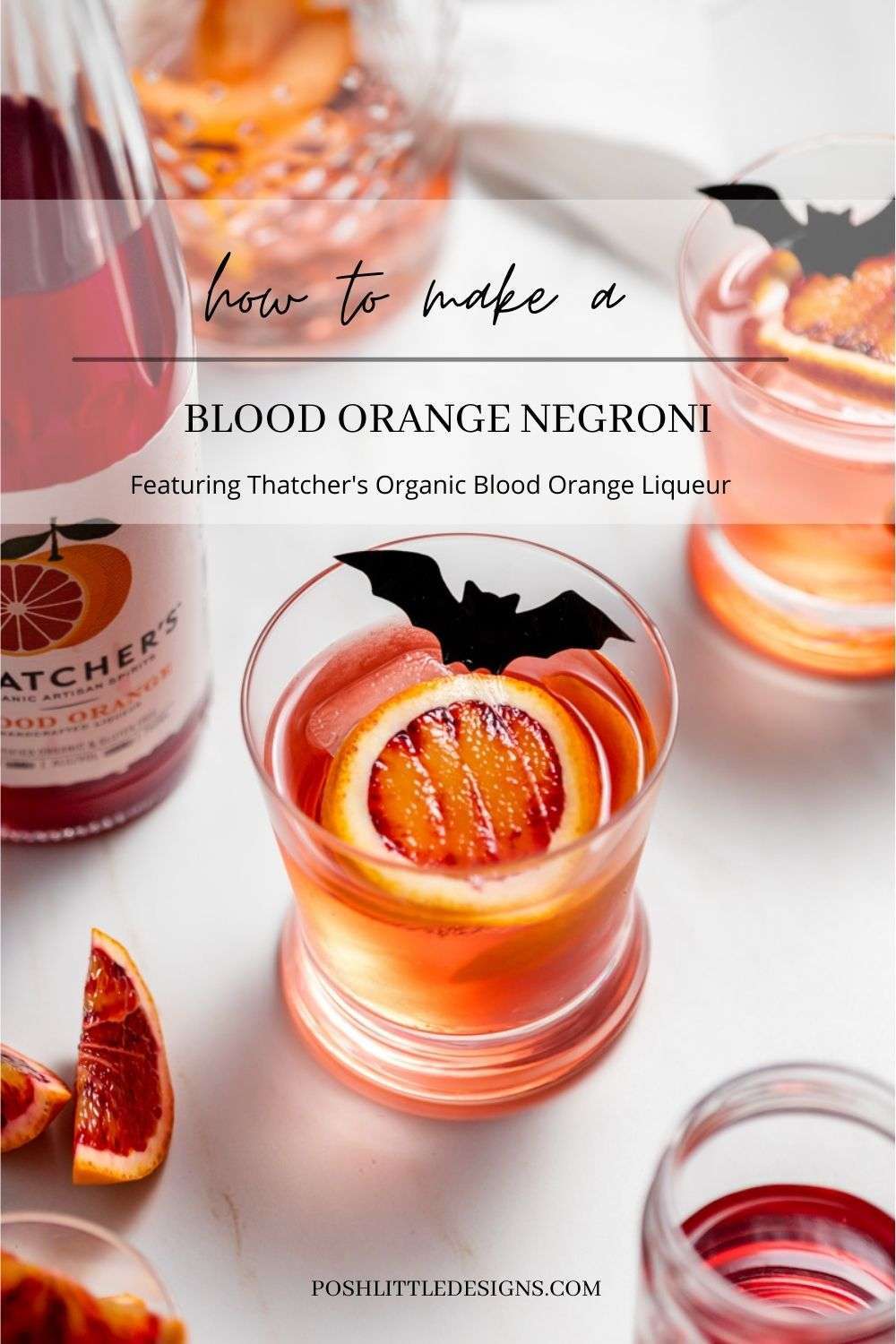 A twist on the classic Negroni infused with Blood Orange liqueur from Thatcher's Organic, and fresh blood orange, served on the rocks.