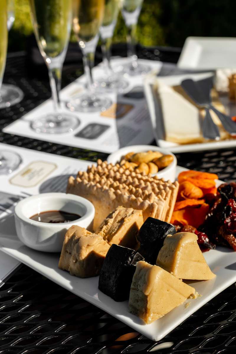 Domaine Carneros, vegan cheese board. Napa Valley, Wine Country