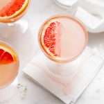 Spring grapefruit French 75 cocktail recipe with just four ingredients inlcluding gin and champagne. Easy and refreshing!