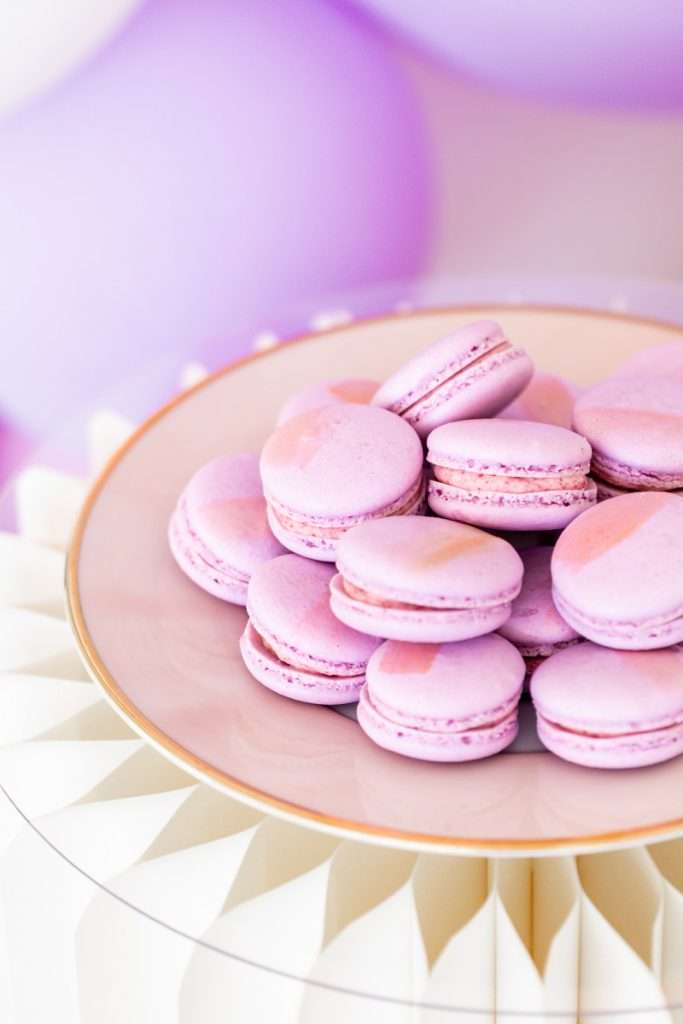 pastel French macarons for kids birthday party