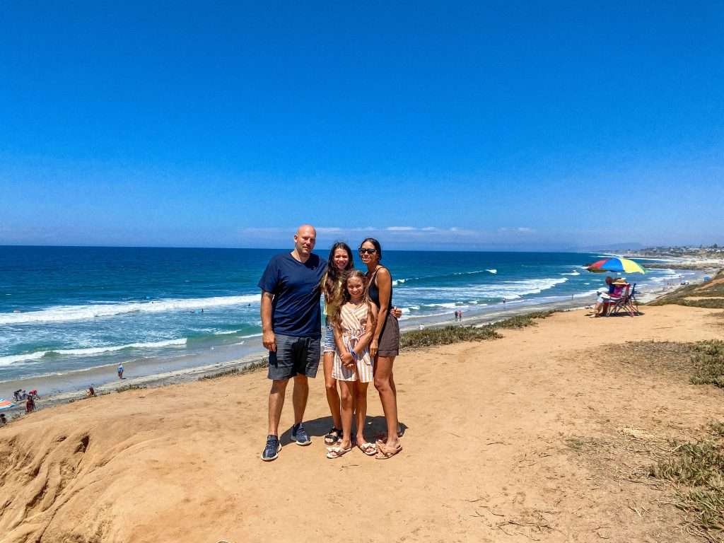 Family in Carlsbad state beach, California