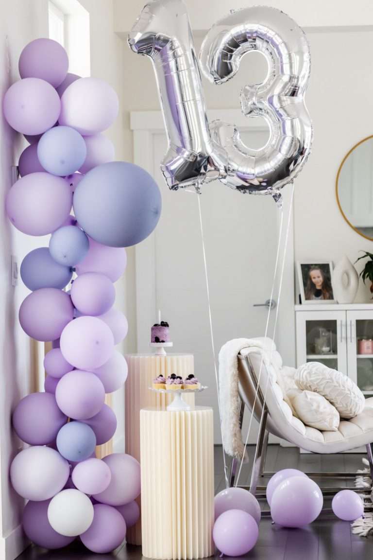 Purple, lavender summer birthday party theme for teenagers.