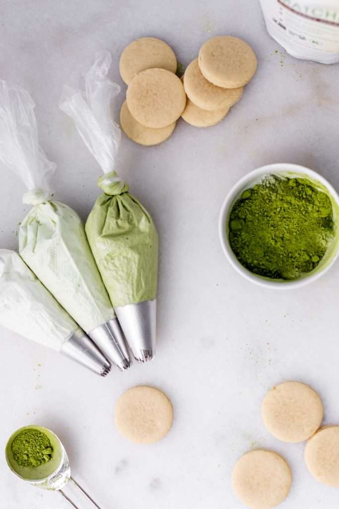 The best matcha iced sugar cookies with royal icing for the fall season. Enjoy with your favorite matcha latte.