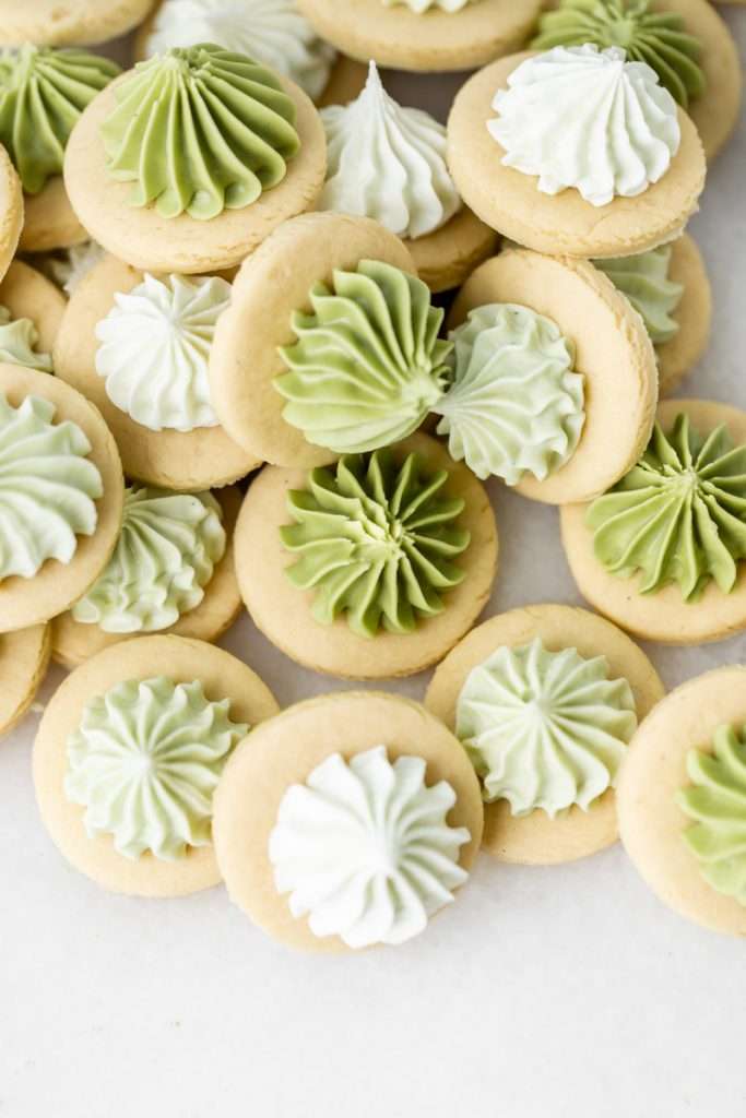 The best matcha iced sugar cookies with royal icing for the fall season. Enjoy with your favorite matcha latte.