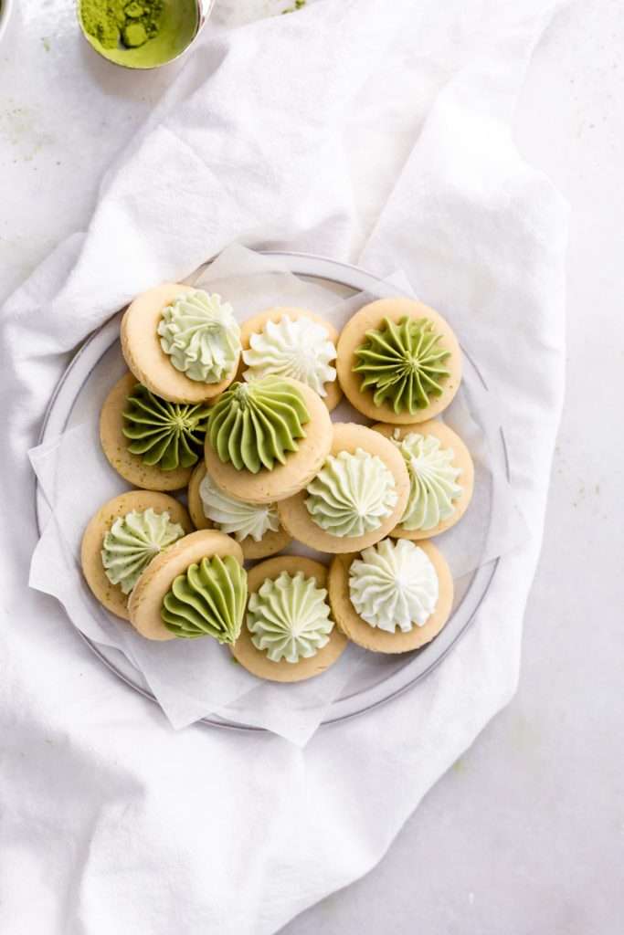 The best matcha iced sugar cookies with royal icing for the fall season. Enjoy with your favorite matcha latte.