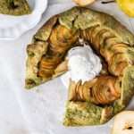Matcha Pear Galette with a matcha infused crust. A delicious dessert for Thanksgiving and the holiday season.