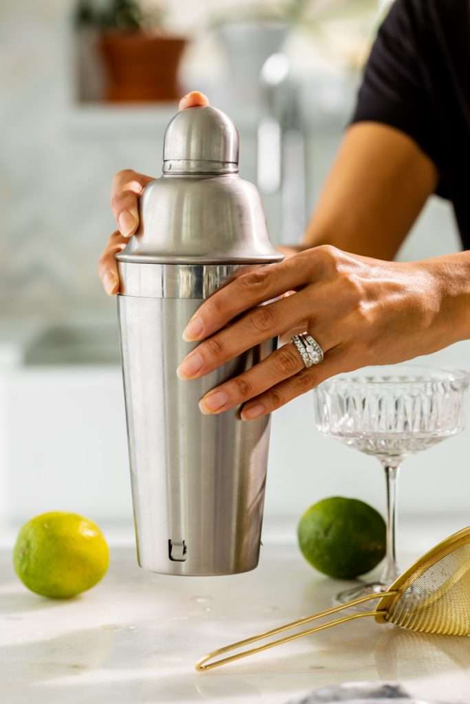 This Sparkling French Gimlet is a twist on the classic Gimlet cocktail, mixed with gin, lime juice, elderflower liqueur and champagne. The recipe is ready in under 5 minutes and the drink is perfect for the spring season and entertaining!
