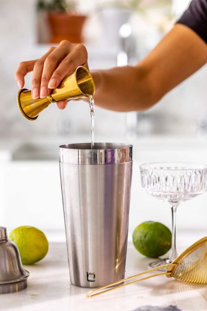 This Sparkling French Gimlet is a twist on the classic Gimlet cocktail, mixed with gin, lime juice, elderflower liqueur and champagne. The recipe is ready in under 5 minutes and the drink is perfect for the spring season and entertaining!