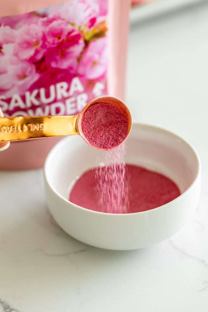 Sakura Cherry Blossom Powder for baking, beverages, desserts and macarons.