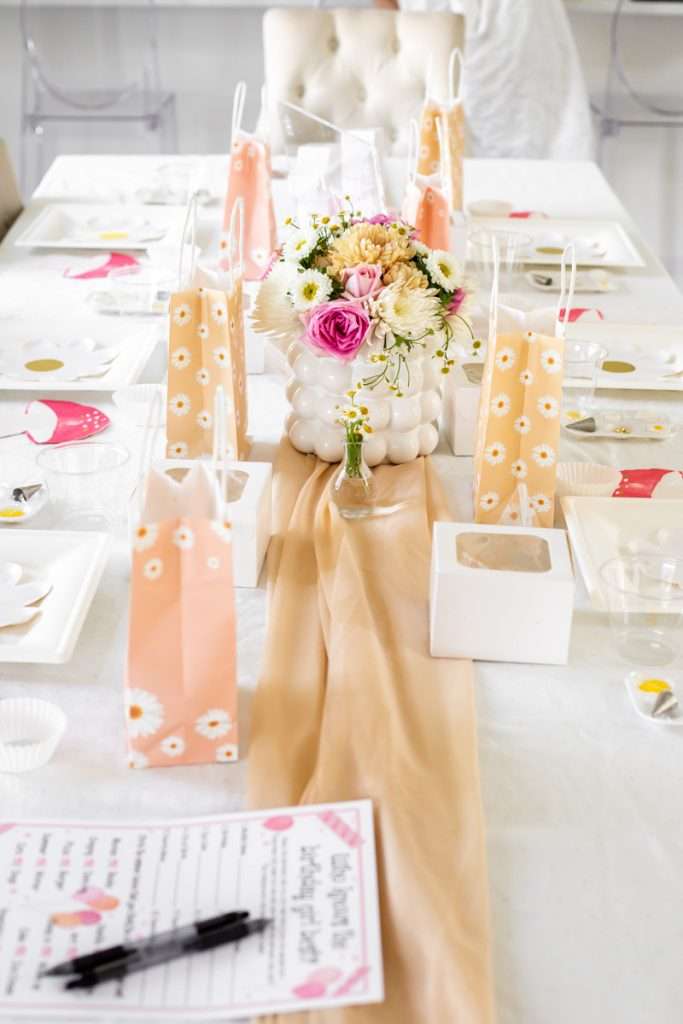 Kids retro themed birthday party with daisies, mushrooms, smiley face decor and a variety of desserts!