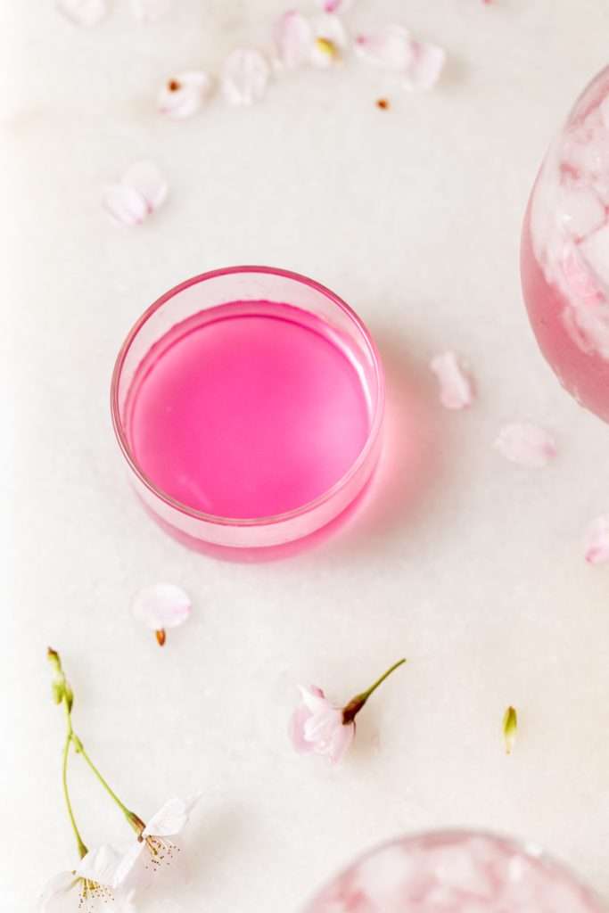 Sakura Cherry Blossom Simple Syrup for cocktails, drinks and desserts. Just 3 ingredients!