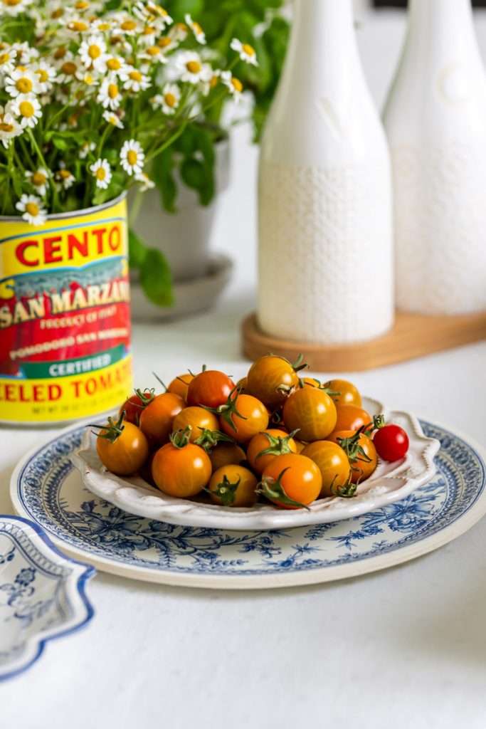 Garden tomatoes for Amalfi Coast themed dinner party.