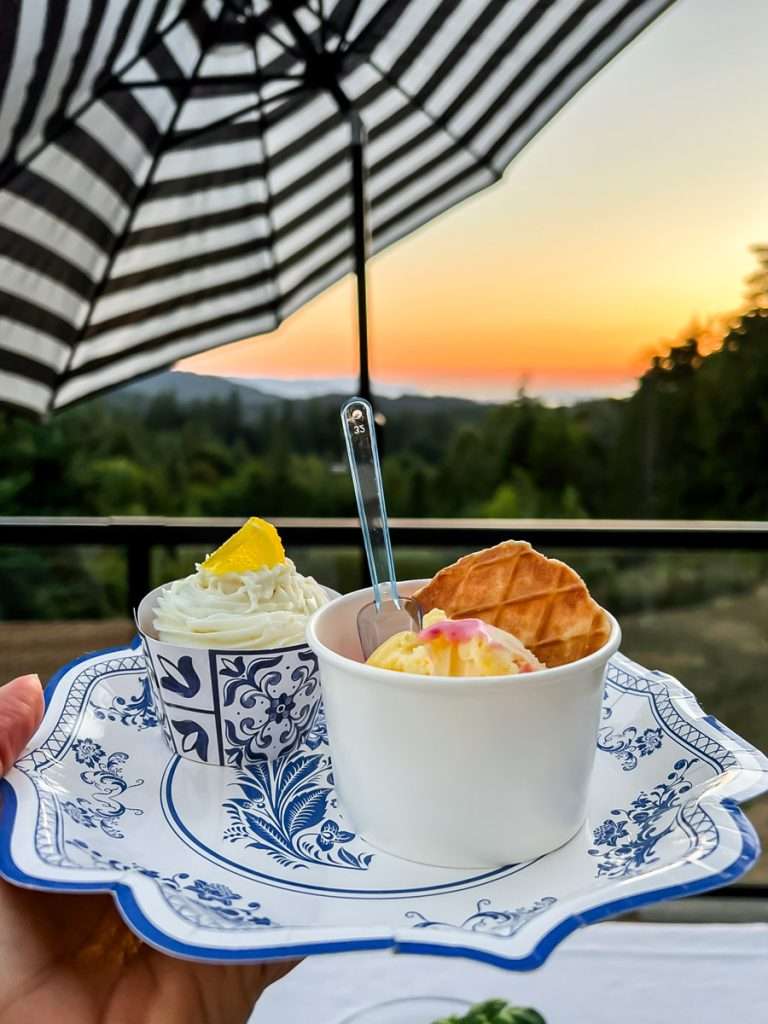 Gelato and cupcakes for Amalfi Coast themed dinner party dessert.
