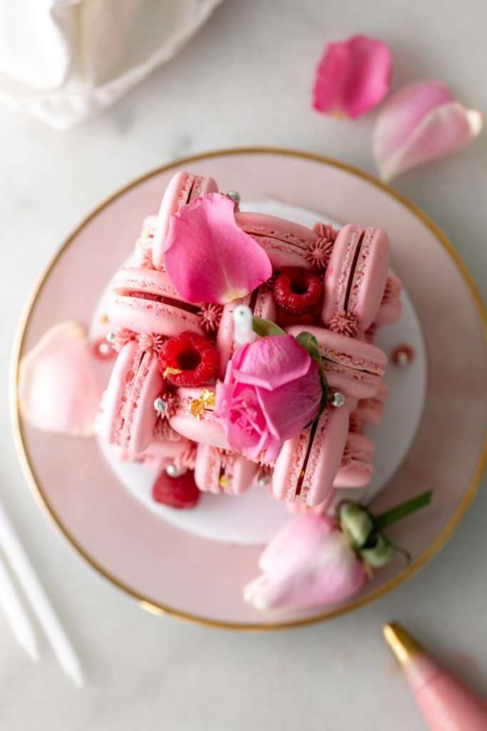 How to make a 3 tier macaron cube cake with a step by step recipe, instructions and a video included! These trendy macaron cube cakes are not only beautiful but perfect for gatherings and celebrations and much easier to assemble than they might look!