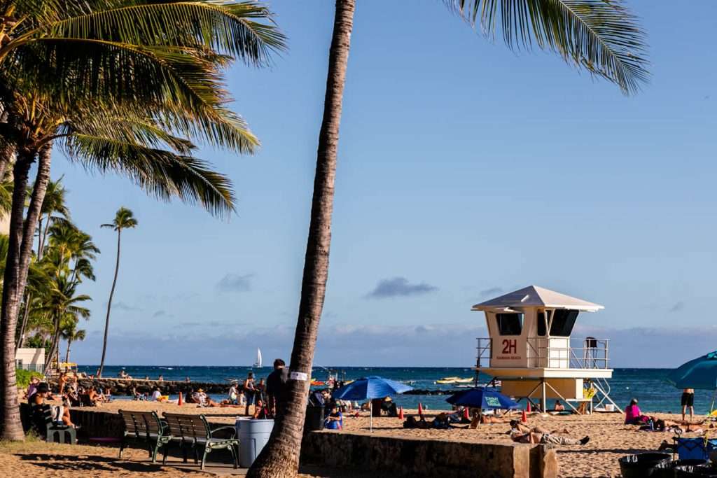 Traveling to Oahu and visiting Waikiki beach.