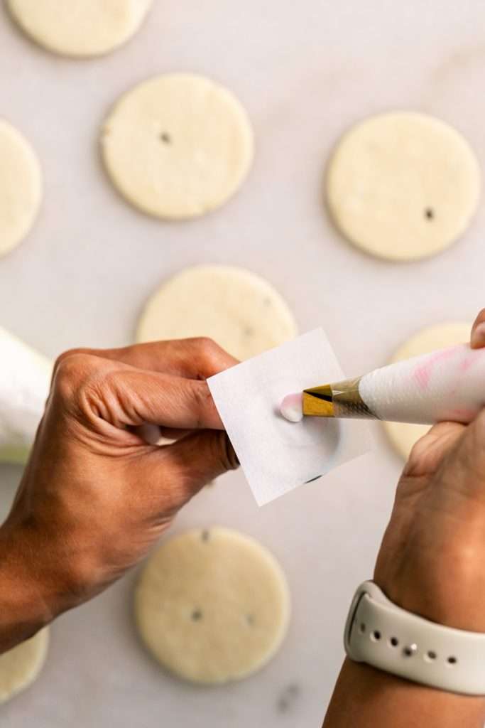 Recipe for tropical sugar cookies, infused with fresh passion fruit and decorated with plumeria royal icing transfers. Step by step instructions and video included.