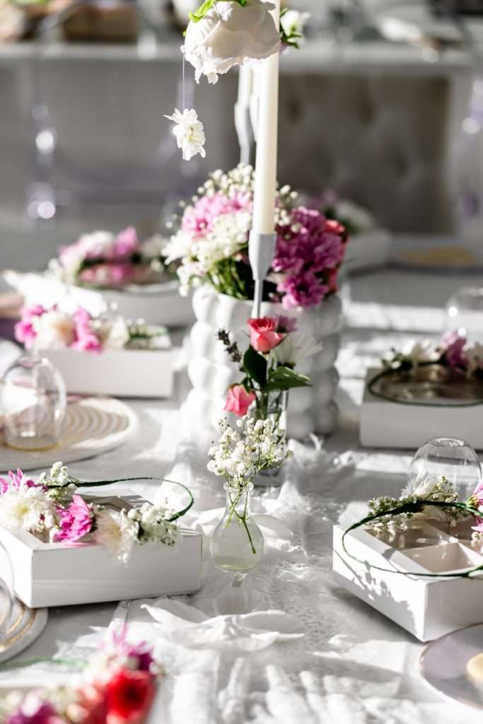 Table centertpieces for flower themed teen party