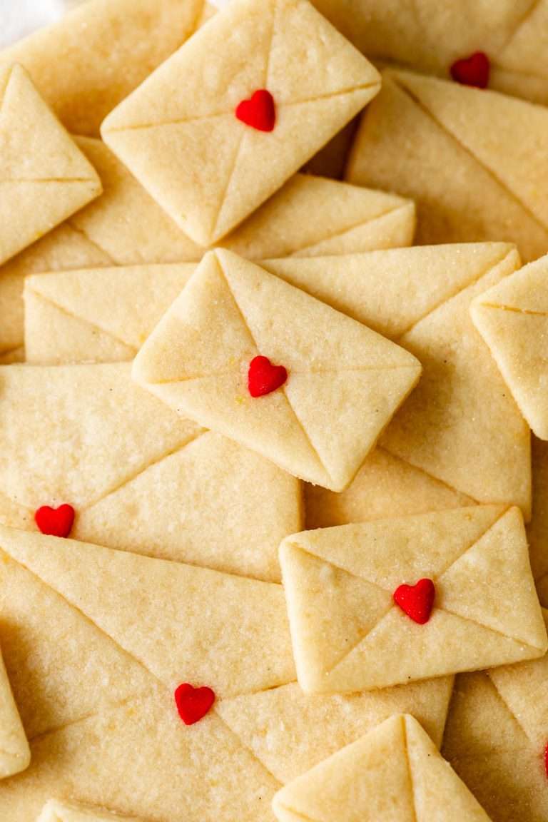 Love Letter Valentine's Day Sugar Cookies recipe, with easy and modern decorations. No icing required and perfect for gifting or for Valentine's and Galentine's Day celebrations and parties.