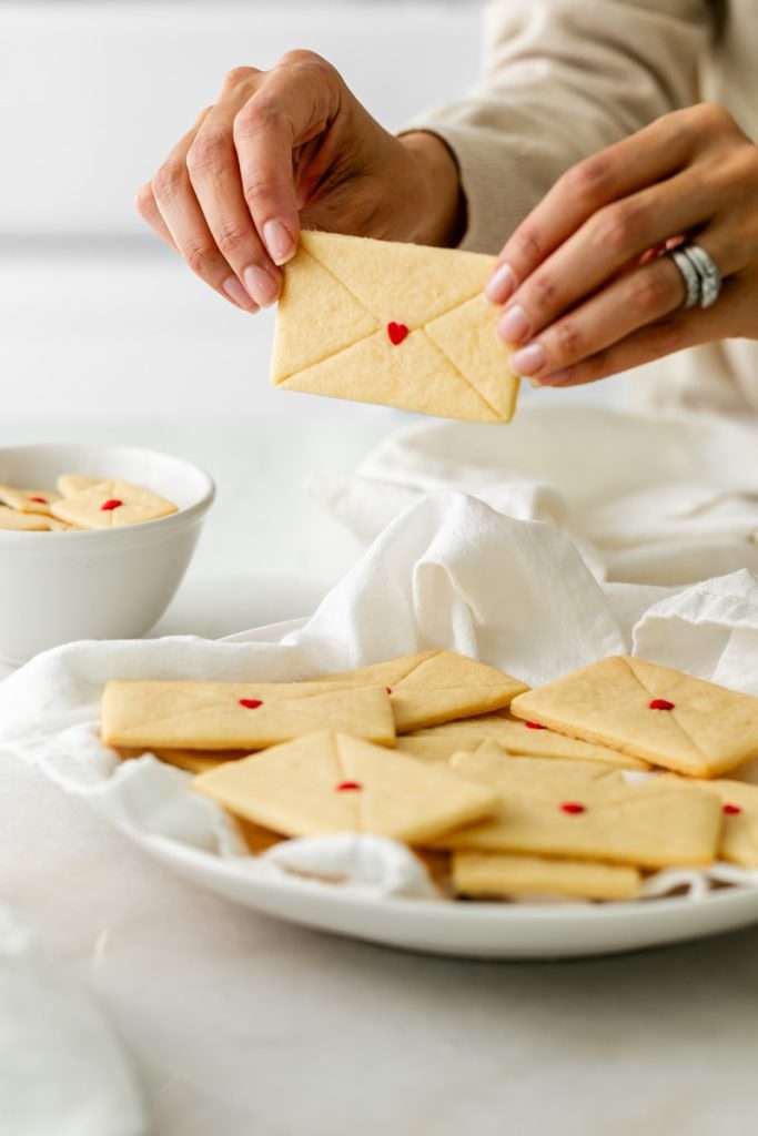 Love Letter Valentine's Day Sugar Cookies recipe, with easy and modern decorations. No icing required and perfect for gifting or for Valentine's and Galentine's Day celebrations and parties.
