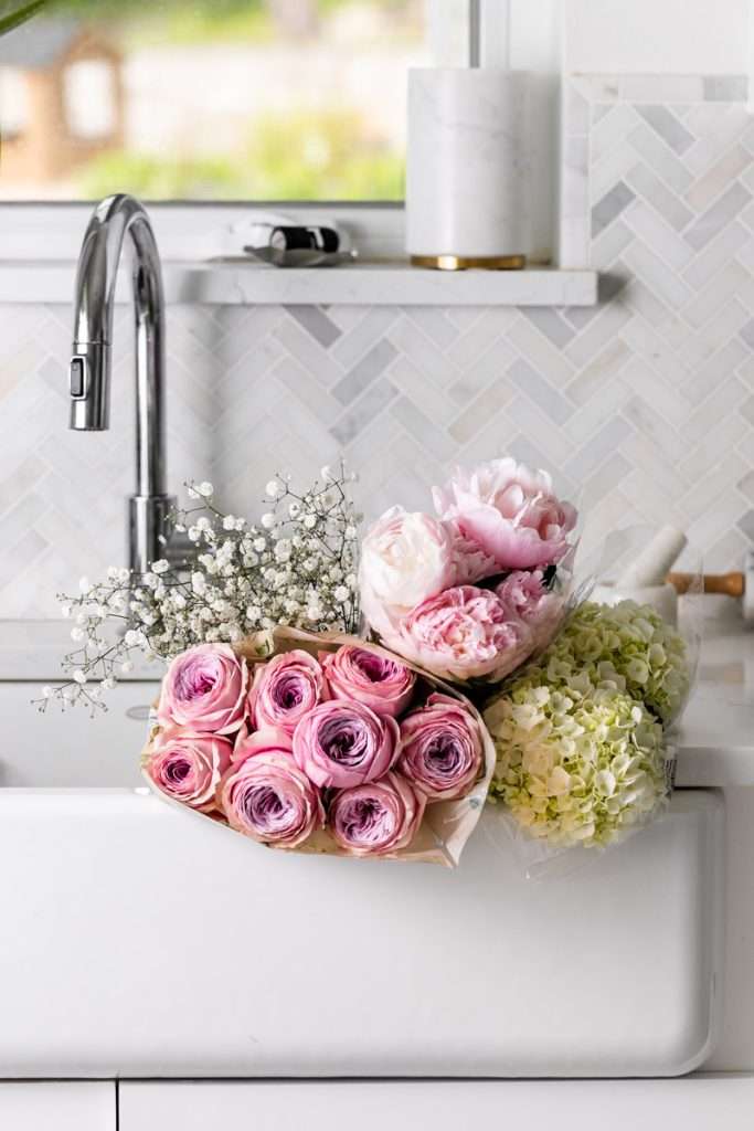 Roses and peonies for coquette themed birthday party