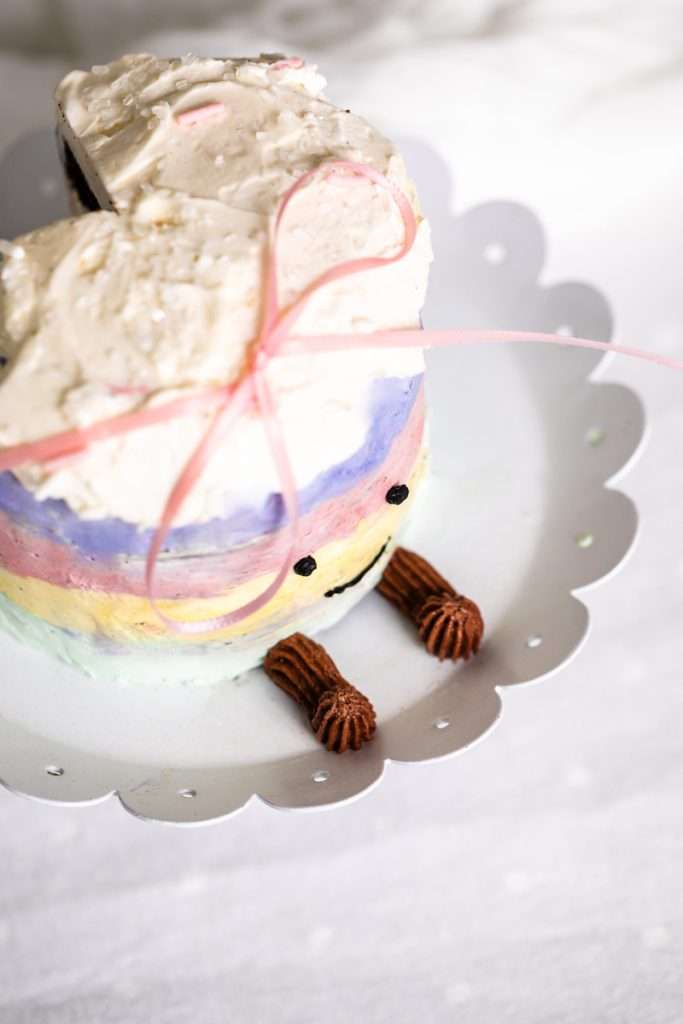 Mini Jelly cat rainbow birthday cake.