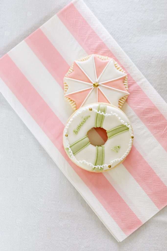 Sugar cookies for a cabana themed pool party, for teen girls.