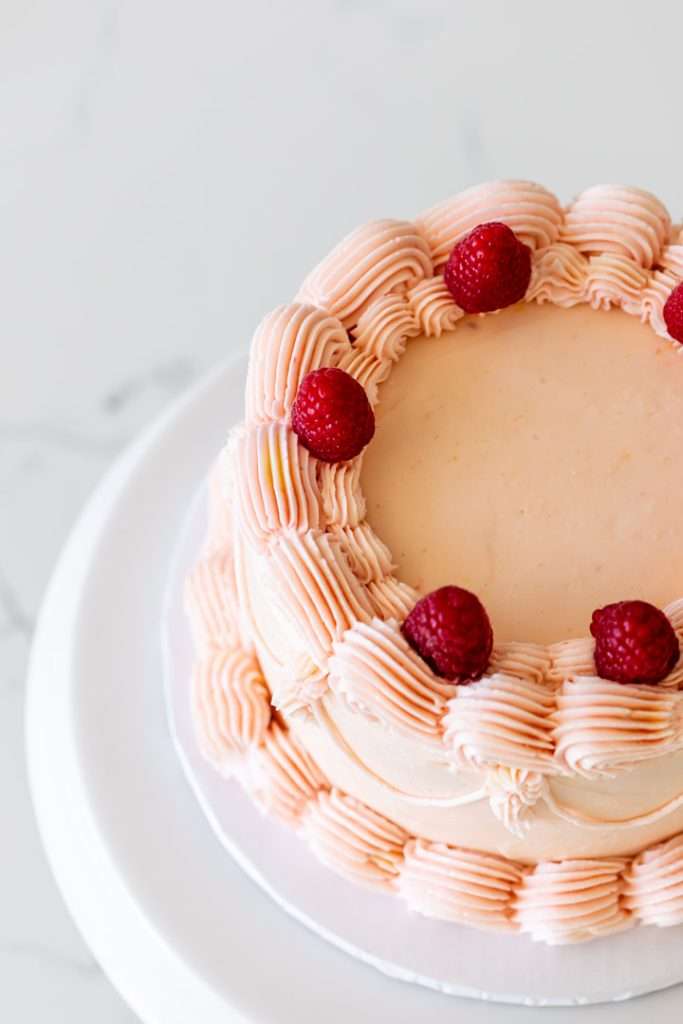 Cute 6" pink raspberry piped lambeth cake for sweet sixteen birthday party.