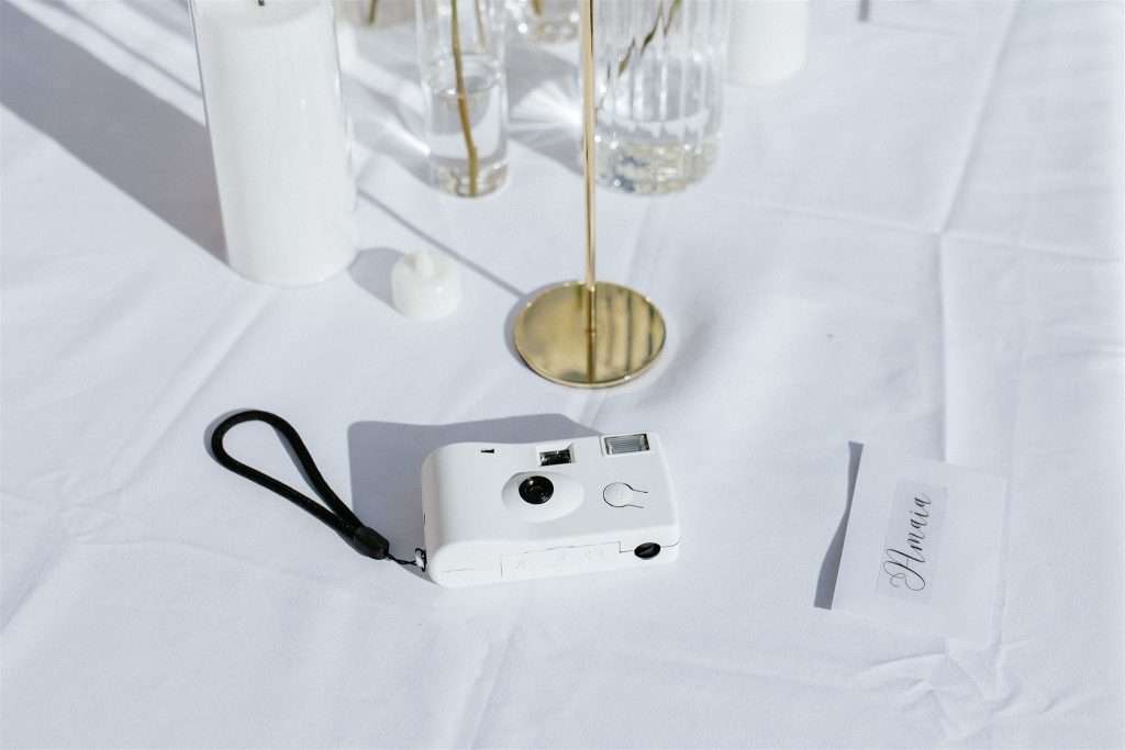 Black and white anniversary party decor and timeless styling