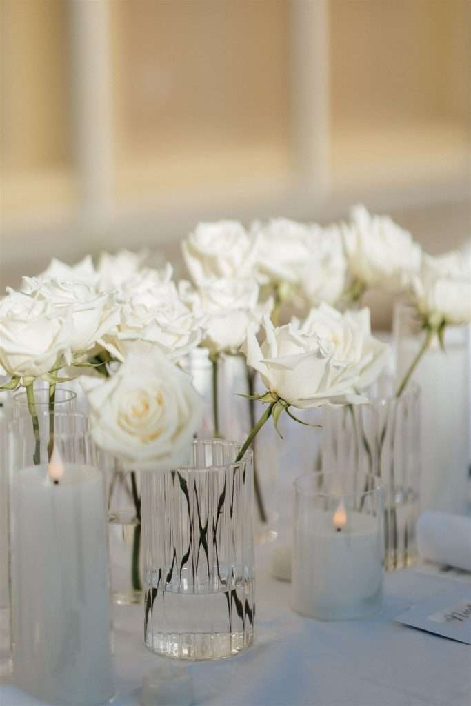 Black and white anniversary party decor and timeless styling