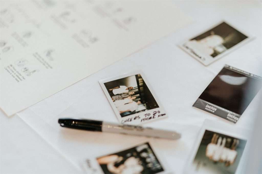 Black and white anniversary party decor and timeless styling