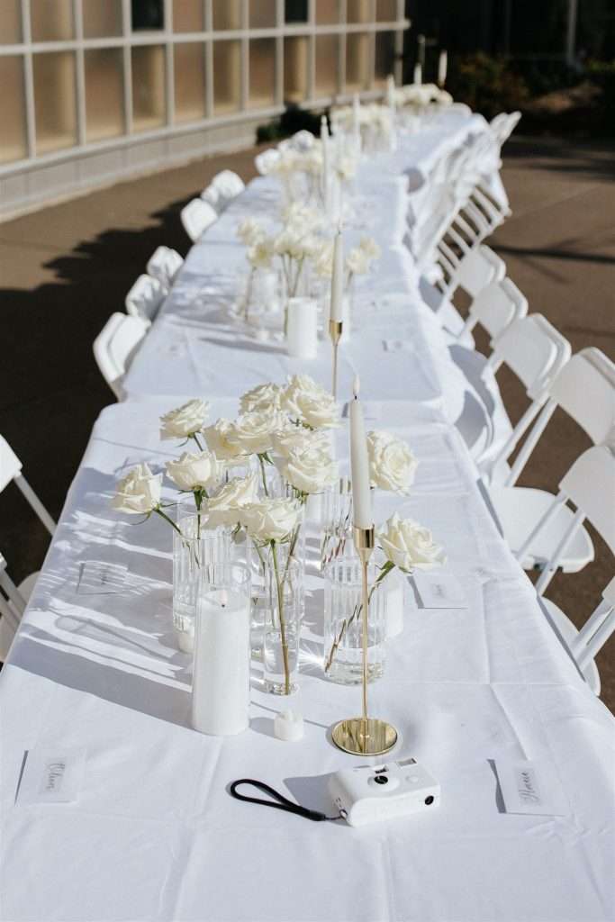 Black and white anniversary party decor and timeless styling