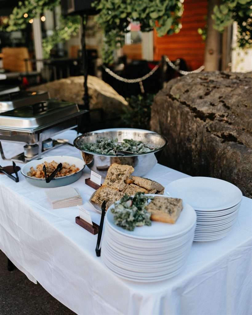 Anniversary party food and drink display in authentic Italian