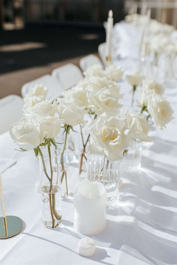Black and white anniversary party decor and timeless styling