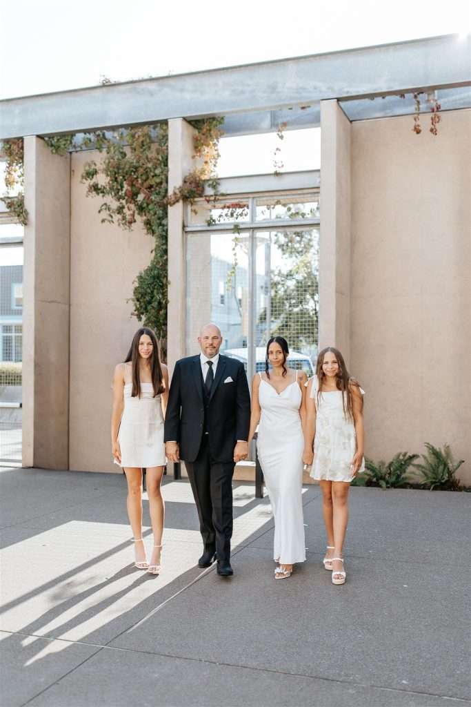 Family portraits from a timeless black and white anniversary celebration