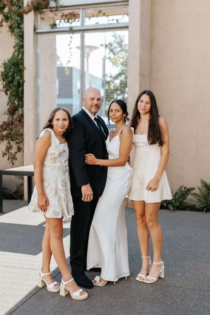 Family portraits from a timeless black and white anniversary celebration
