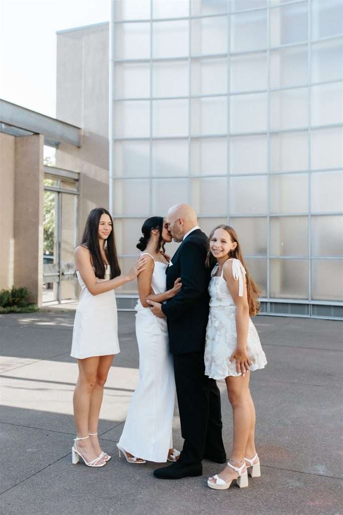 Family portraits from a timeless black and white anniversary celebration