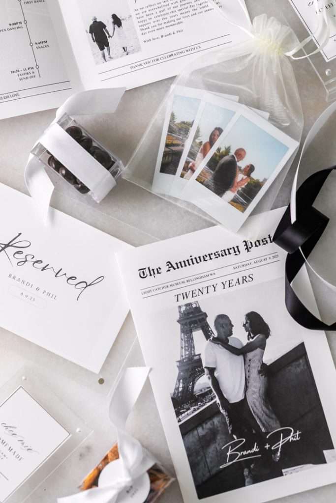 Family portraits from a timeless black and white anniversary celebration